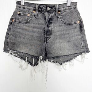 Levis 501 Cutoff Jean Shorts Black distressed 
Cotton Button Fly Denim Size 25